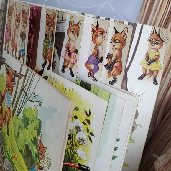 VTG Book "Ten Little Foxes" London Woodland Whimsical Animals OLD Hardboard Bird - Picture 4 of 16